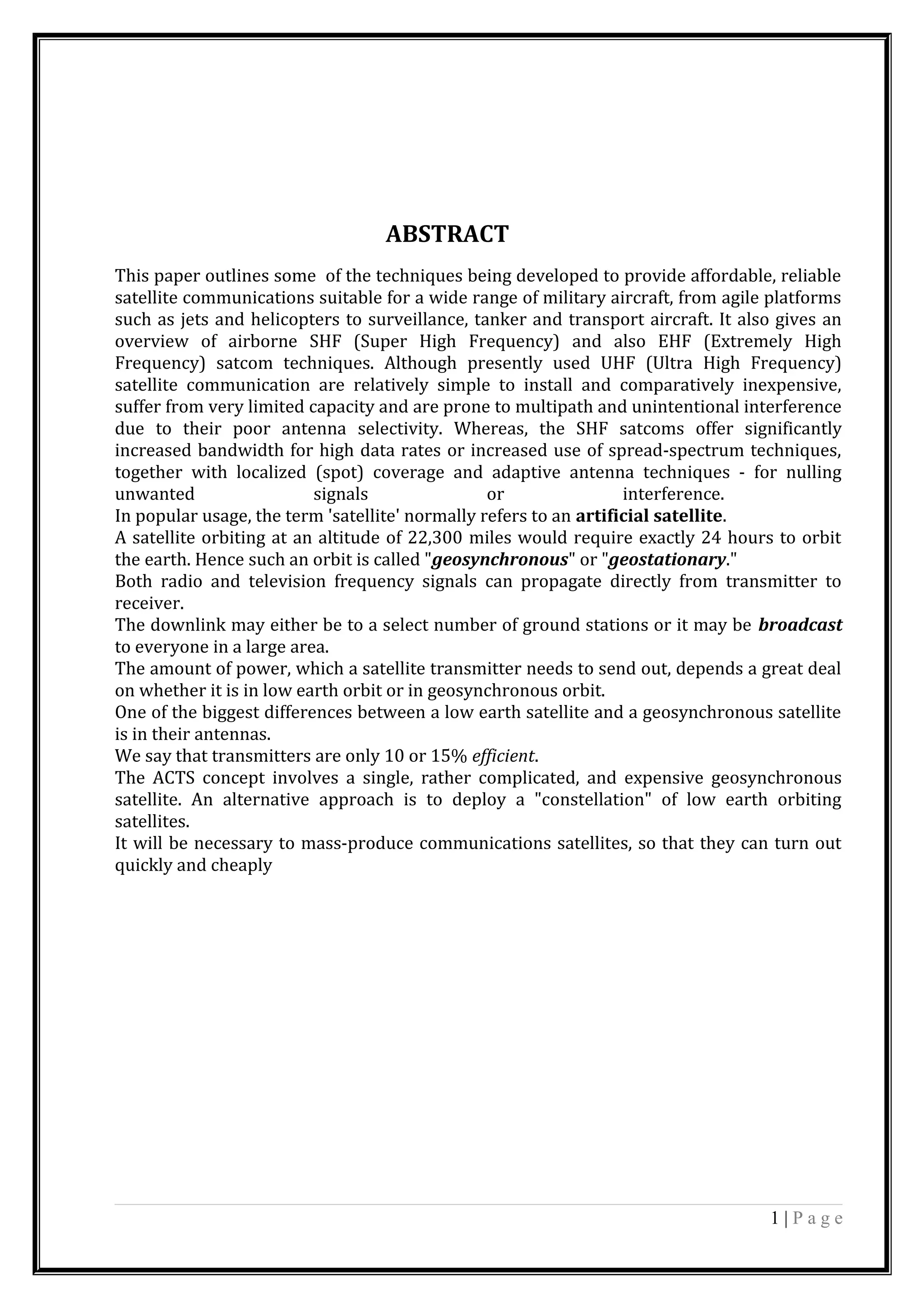 Satellite communication full report original 2 | DOC