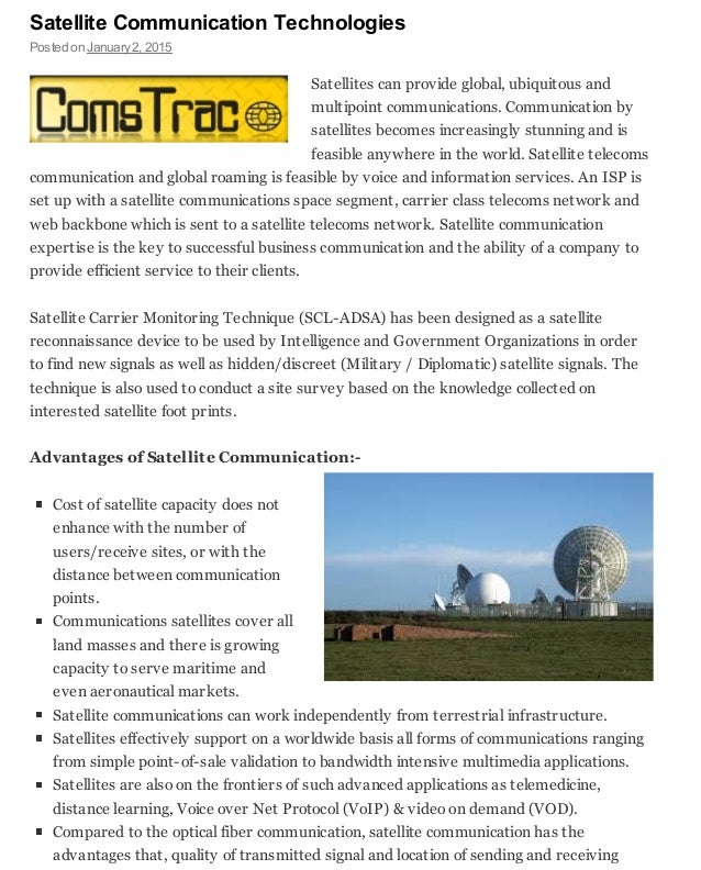 Technologies used for the satellite communication