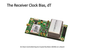 The Receiver Clock Bias, dT
An Oven-Controlled Quartz Crystal Oscillator (OCXO) on a Board
 