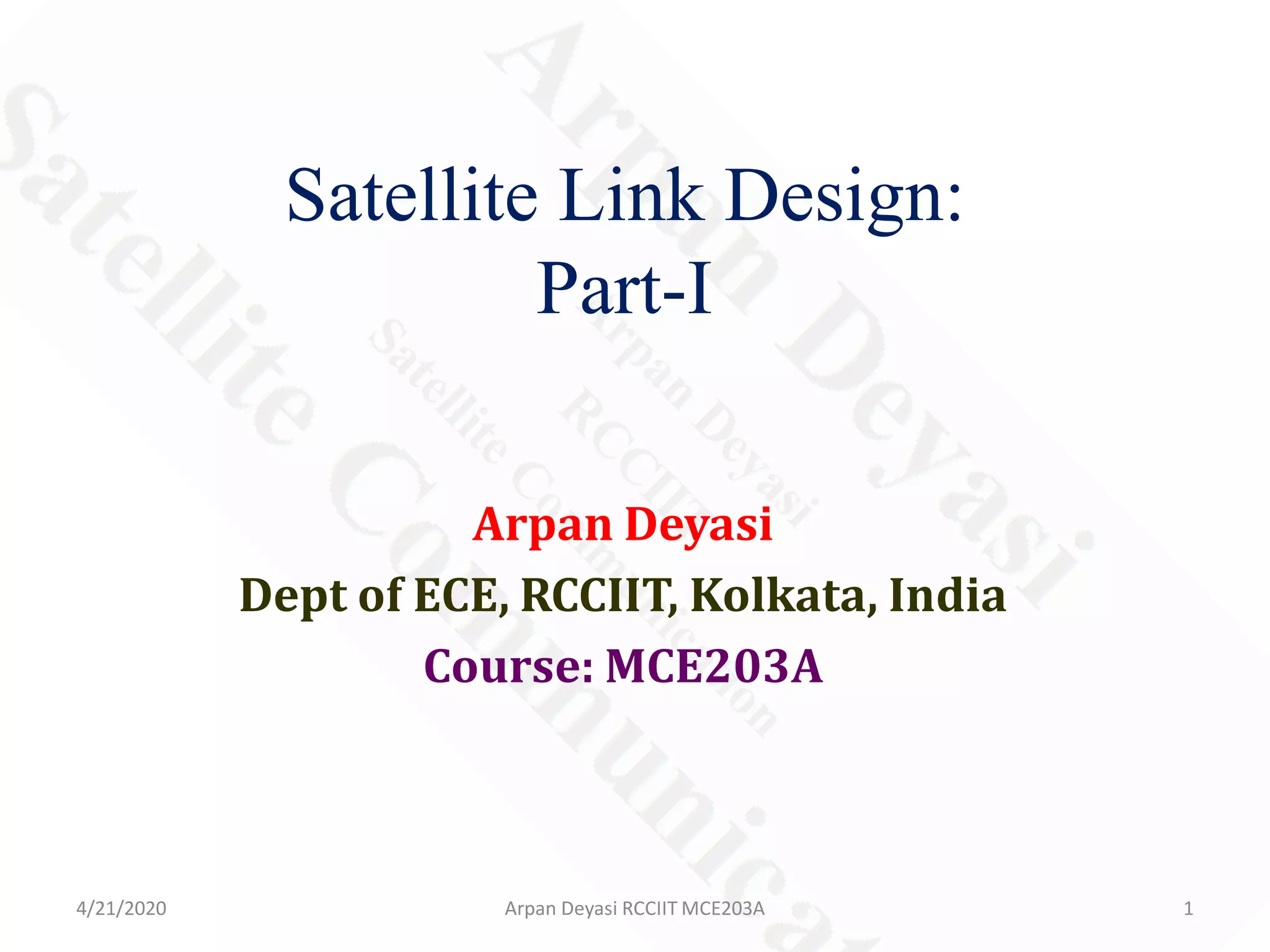 Satellite Link Design Basic Transmission Theory & Noise Temperature PPT