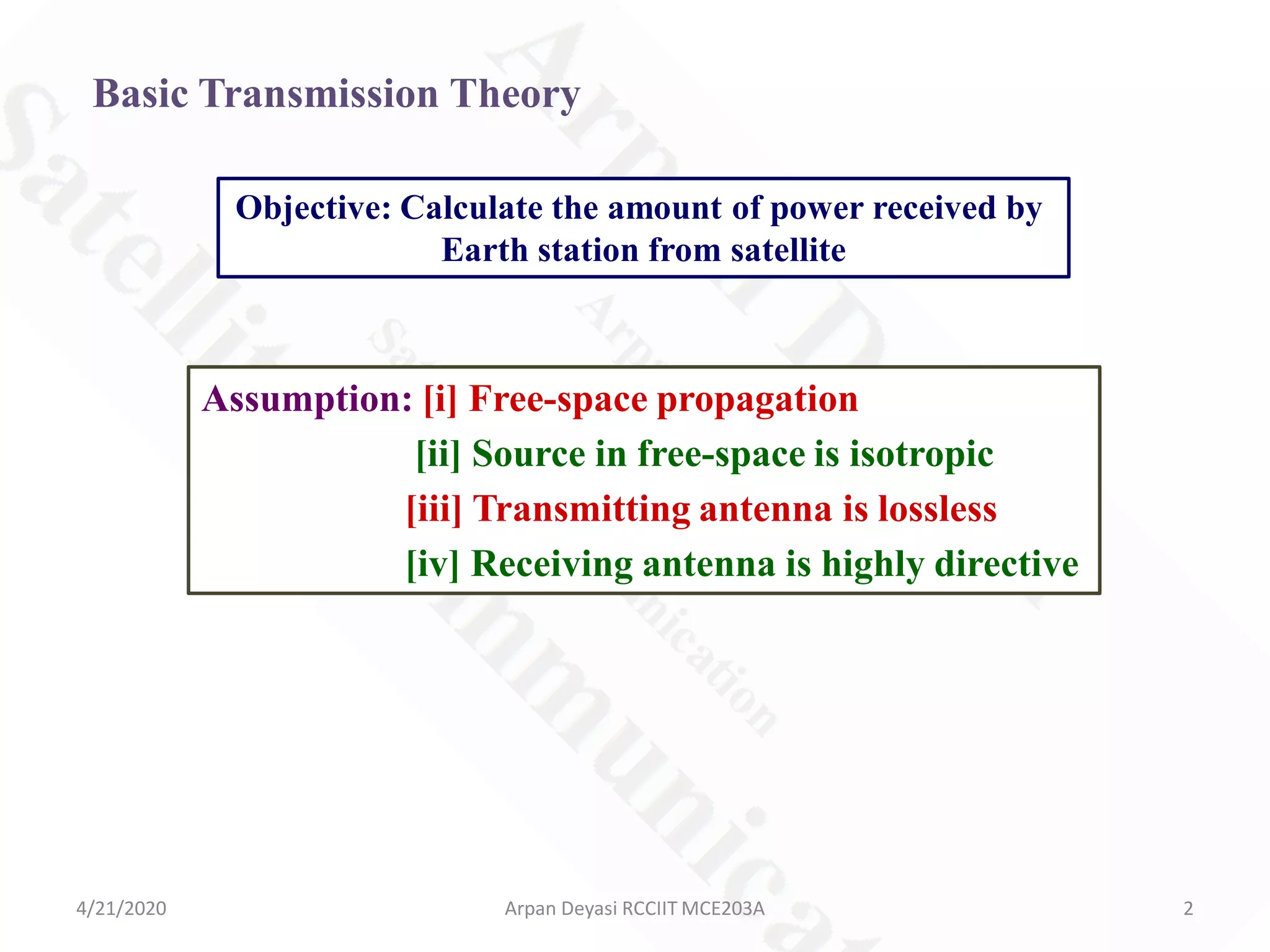 Satellite Link Design Basic Transmission Theory & Noise Temperature PPT