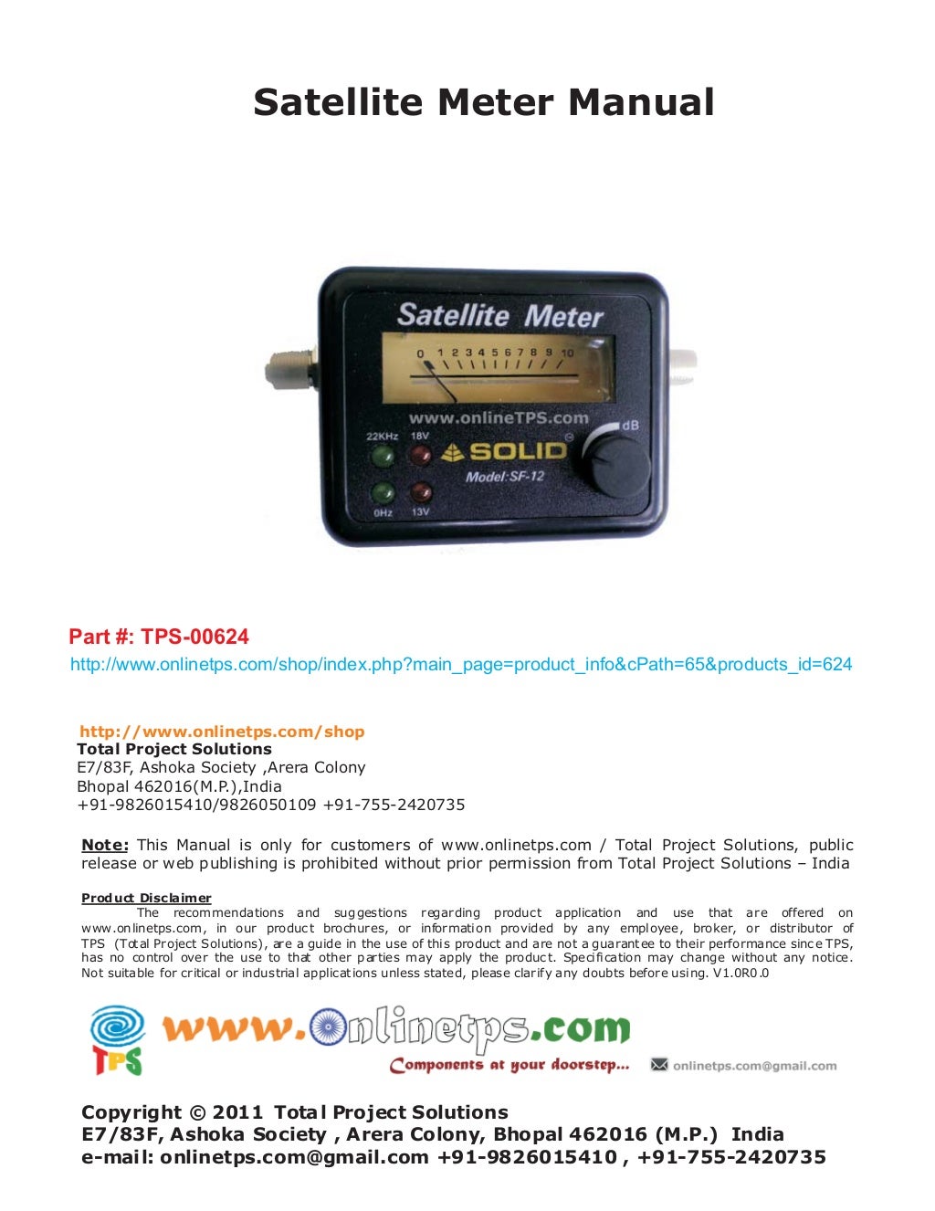 Satellite signal strength meter