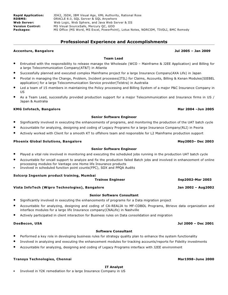 Testing mainframe resume