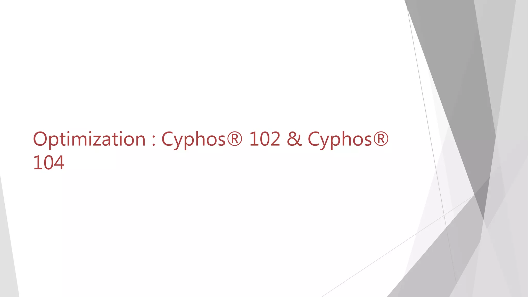 Optimization : Cyphos® 102 & Cyphos®
104
 