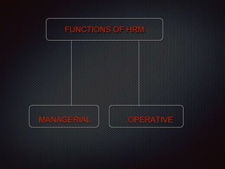 MANAGERIAL OPERATIVE
FUNCTIONS OF HRM
 