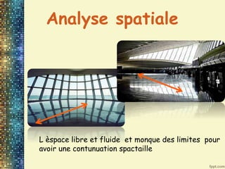Analyse spatiale
L èspace libre et fluide et monque des limites pour
avoir une contunuation spactaille
 