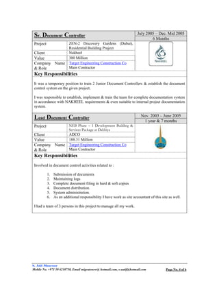 CV - S Atif Masroor - Document Control Manager / Specialist | PDF