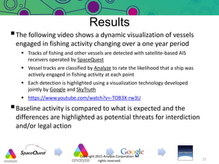 The following video shows a dynamic visualization of vessels
engaged in fishing activity changing over a one year period
...