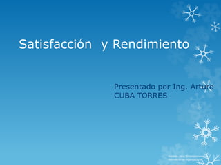 Satisfacción y Rendimiento
Presentado por Ing. Arturo
CUBA TORRES
Extraído: Libro “El comportamiento
Humano en las organizaciones”
 