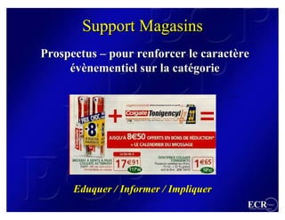 Support Magasins
Prospectus – pour renforcer le caractère
     évènementiel sur la catégorie




      Eduquer / Informer / Impliquer
                                       ECR                 France
                                       Efficient Consumer Response
 