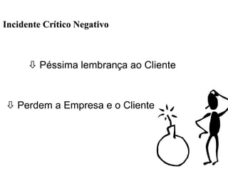 ò Perdem a Empresa e o Cliente
ò Péssima lembrança ao Cliente
Incidente CrIncidente Críítico Negativotico Negativo
 