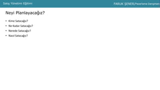 PMS ANALİZPMS AnalizPMS Analiz Sunumu Murat ŞAYLAN – Faruk ŞENERSatış Yönetimi Eğitimi
Neyi Planlayacağız?
• Kime Satacağız?
• Ne Kadar Satacağız?
• Nerede Satacağız?
• Nasıl Satacağız?
 
