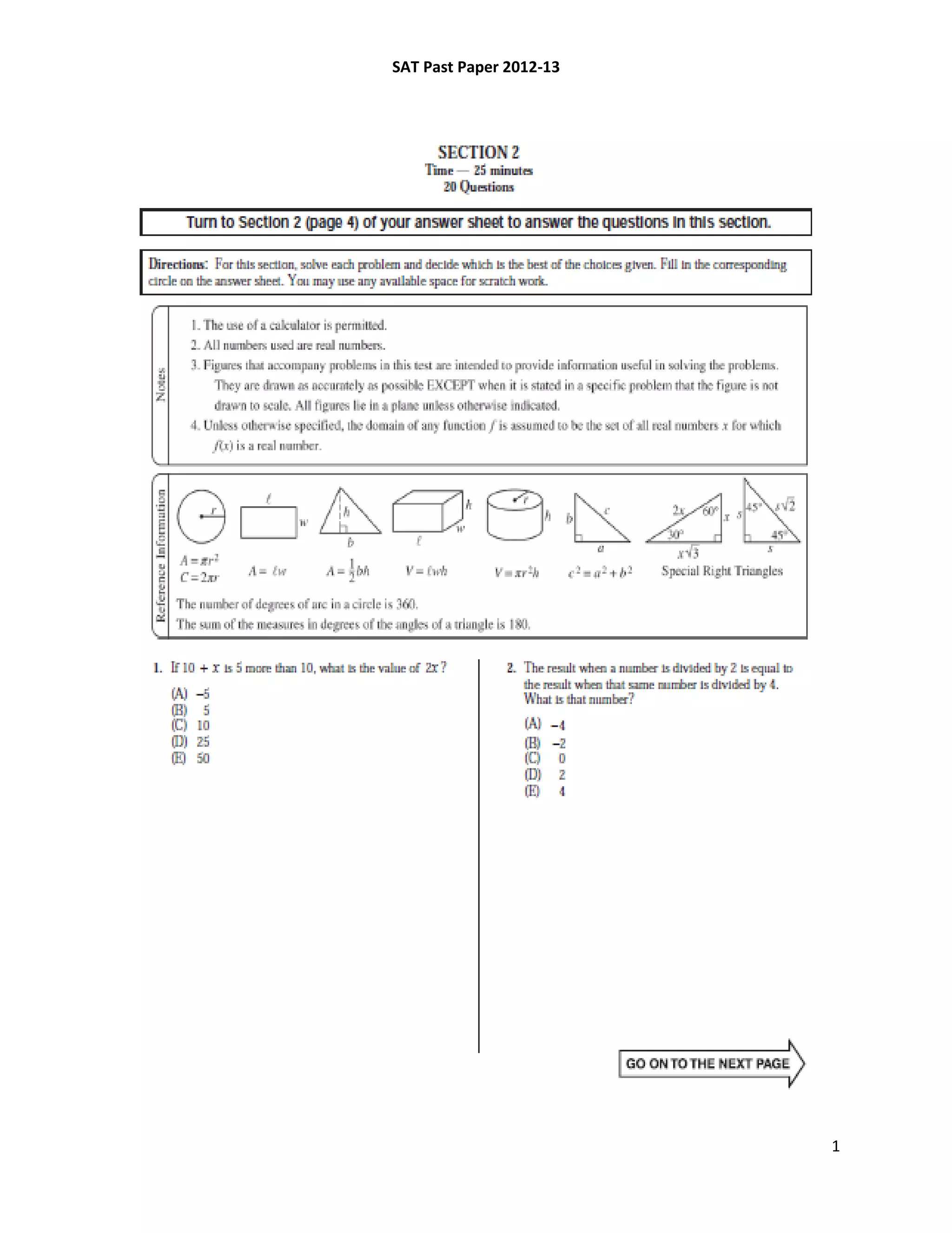 SAT Past Paper 2012-13
1