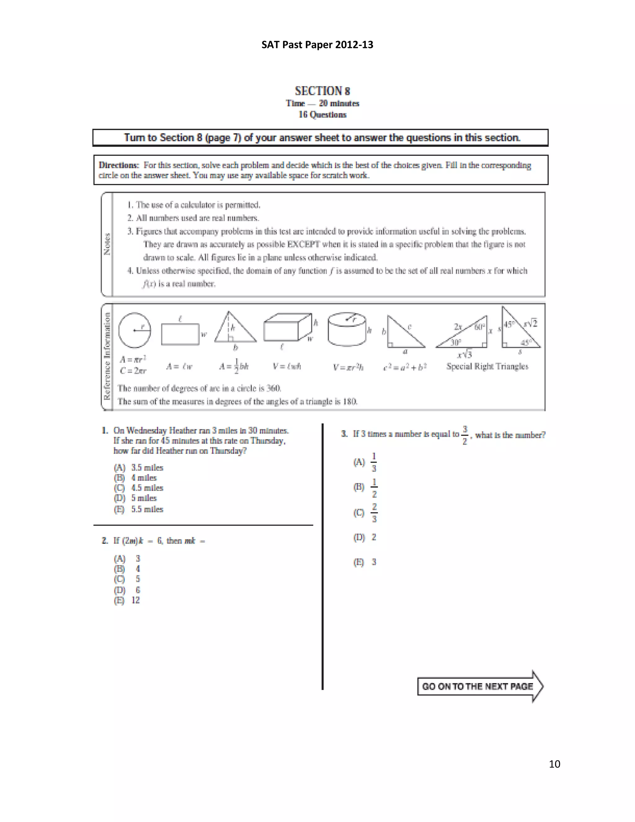 SAT Past Paper 2012-13
10