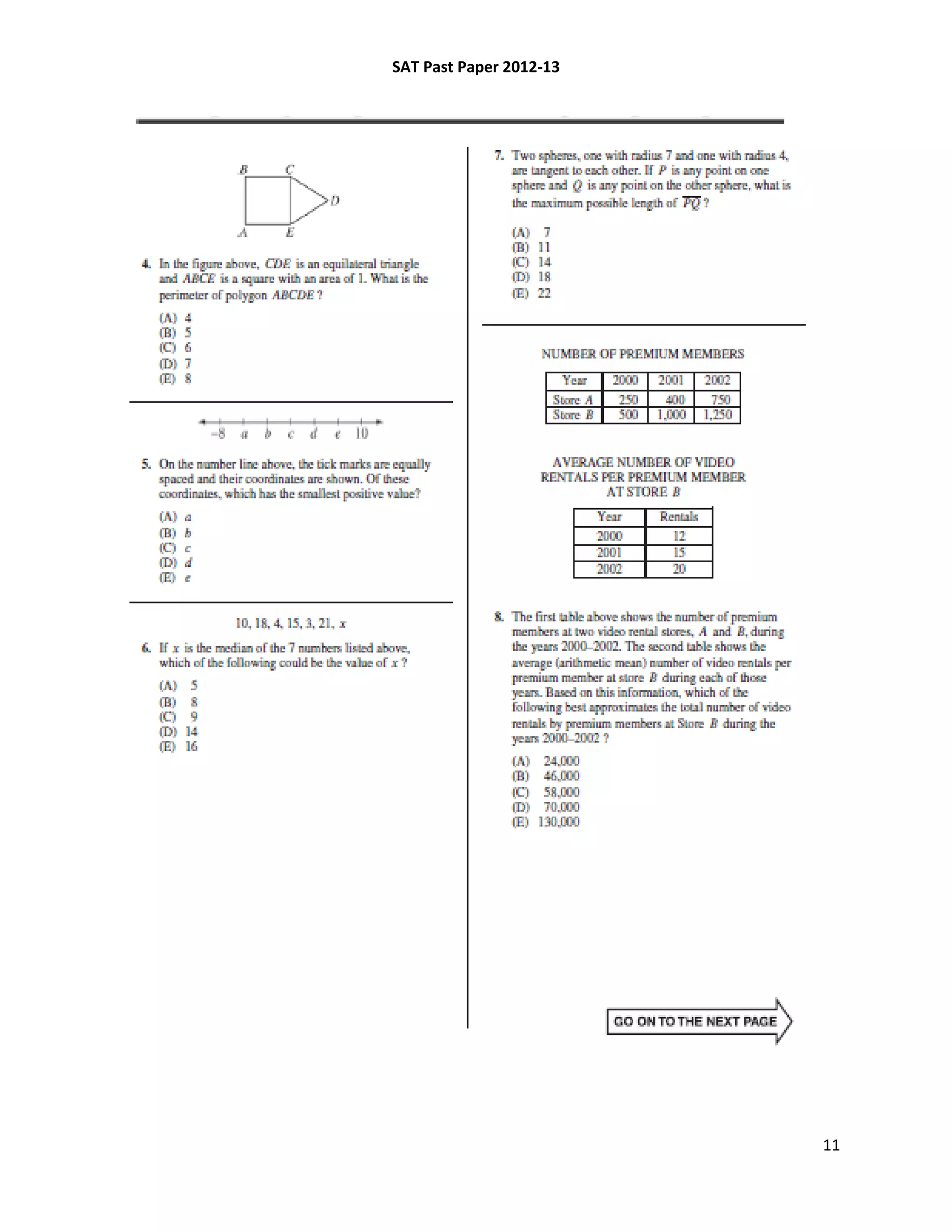 SAT Past Paper 2012-13
11