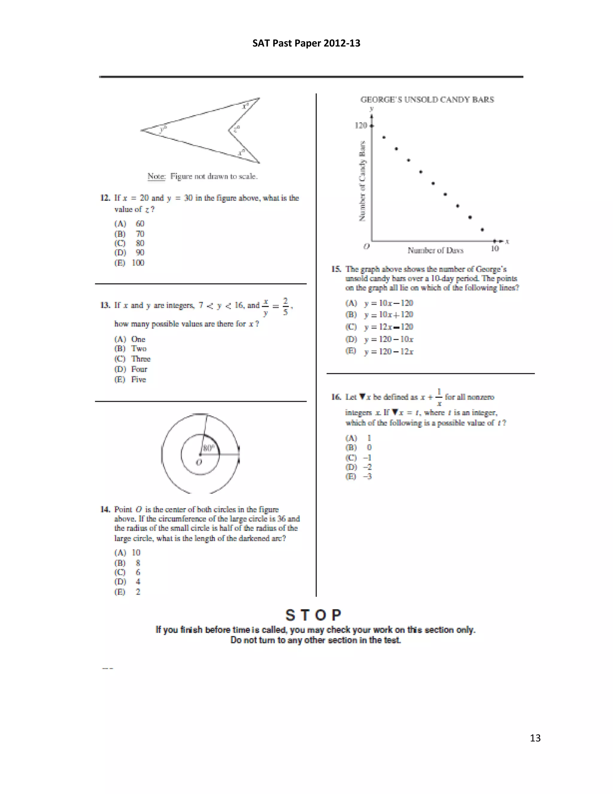 SAT Past Paper 2012-13
13
