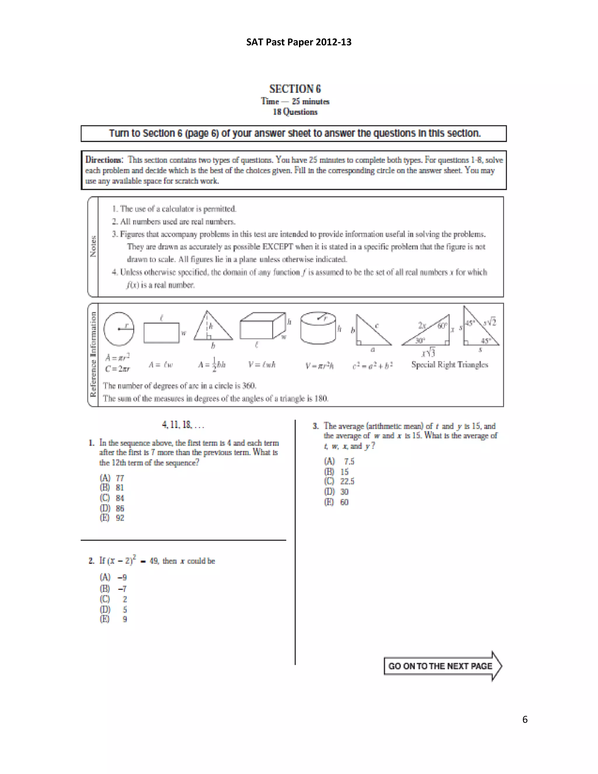 SAT Past Paper 2012-13
6