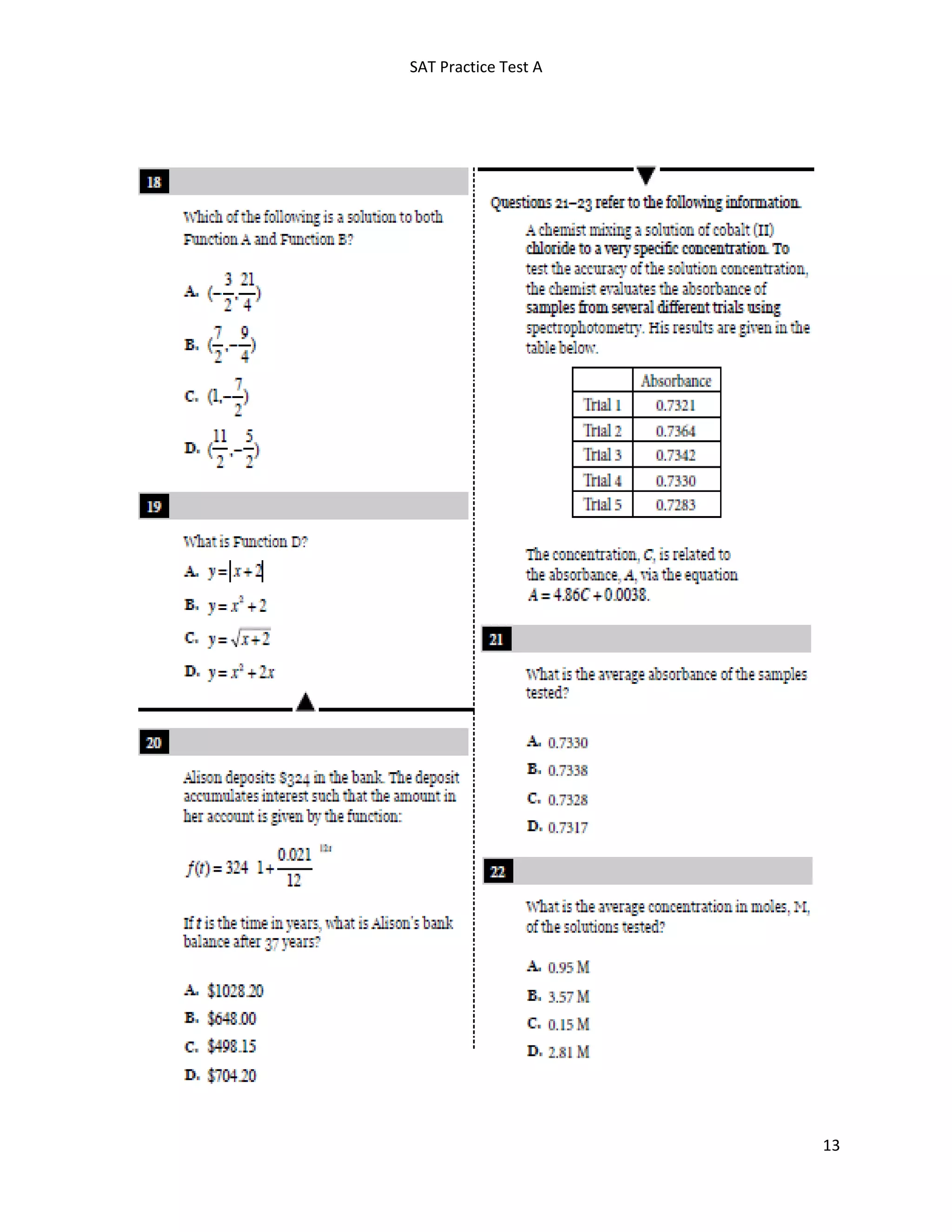 SAT Practice Test A
13