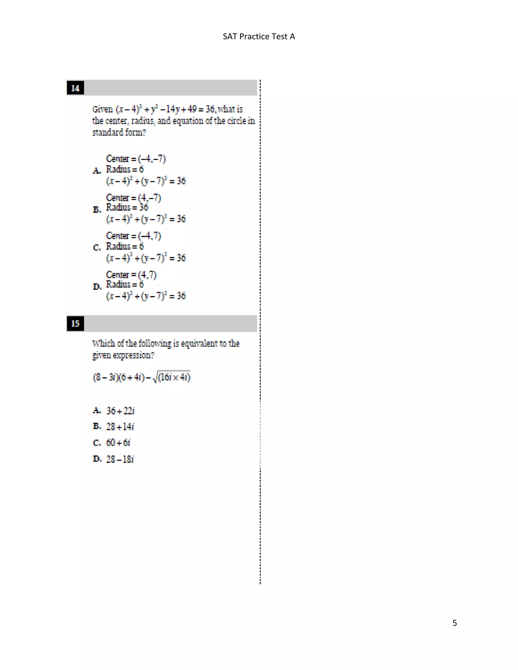 SAT Practice Test A
5
