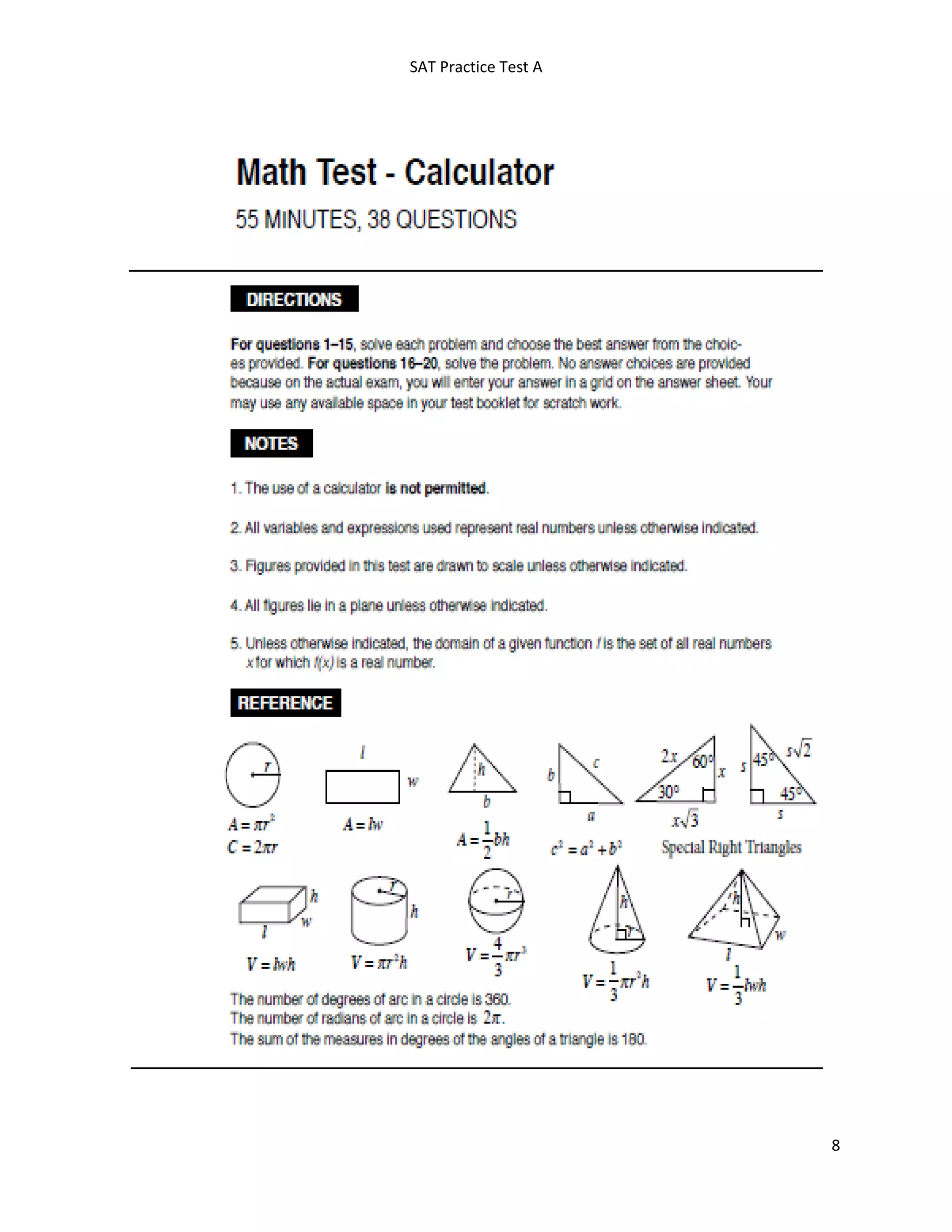 SAT Practice Test A
8