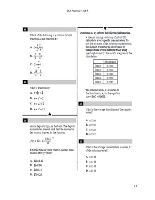 SAT practice test A | PDF