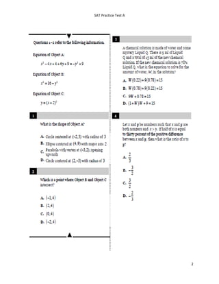 SAT practice test A | PDF