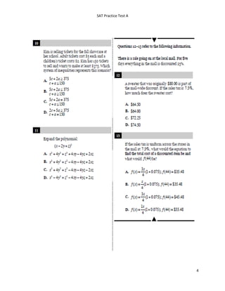 SAT practice test A | PDF