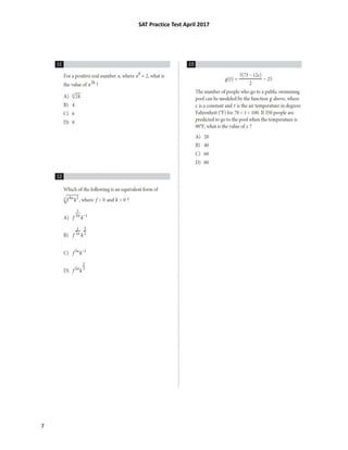 SAT Practice Test April 2017
7
 