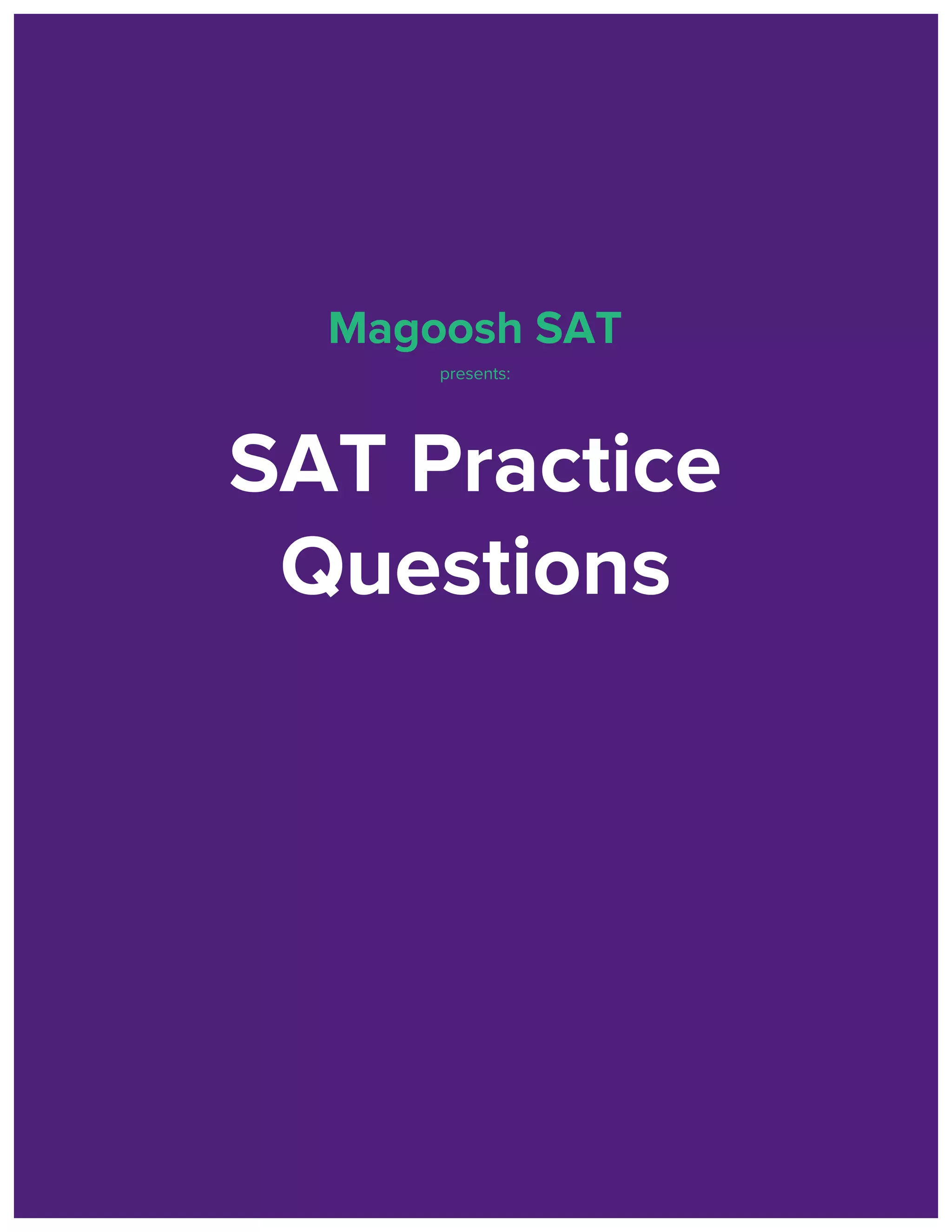 SAT Practice Questions PDF