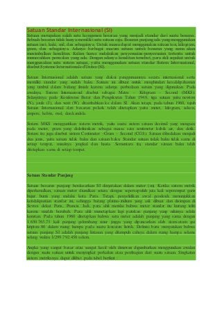 Satuan Standar Internasional Satuan Standar Internasional