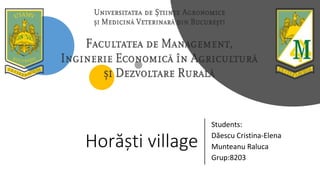 Horăști village
Students:
Dăescu Cristina-Elena
Munteanu Raluca
Grup:8203
 