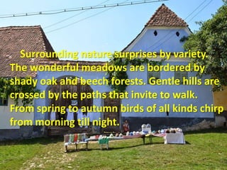 Surrounding nature surprises by variety.
The wonderful meadows are bordered by
shady oak and beech forests. Gentle hills are
crossed by the paths that invite to walk.
From spring to autumn birds of all kinds chirp
from morning till night.
 
