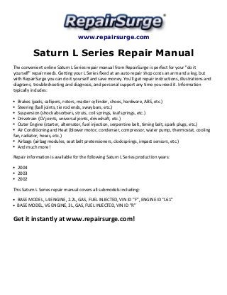Saturn l series repair manual 2002 2004