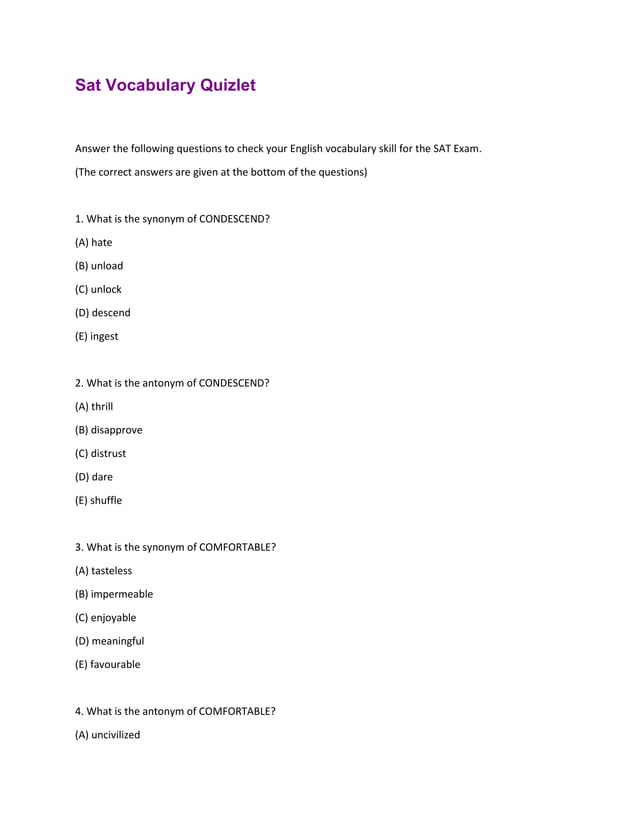 Sat Vocabulary Quizlet PDF