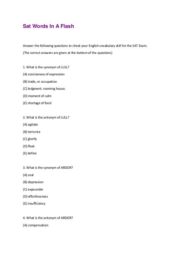 Sat Words In A Flash PDF