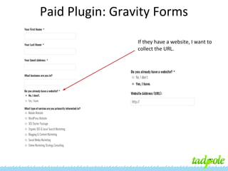 Paid Plugin: Gravity Forms
If they have a website, I want to
collect the URL.

 