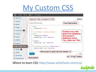 My Custom CSS

Where to learn CSS: http://www.w3schools.com/css/

 