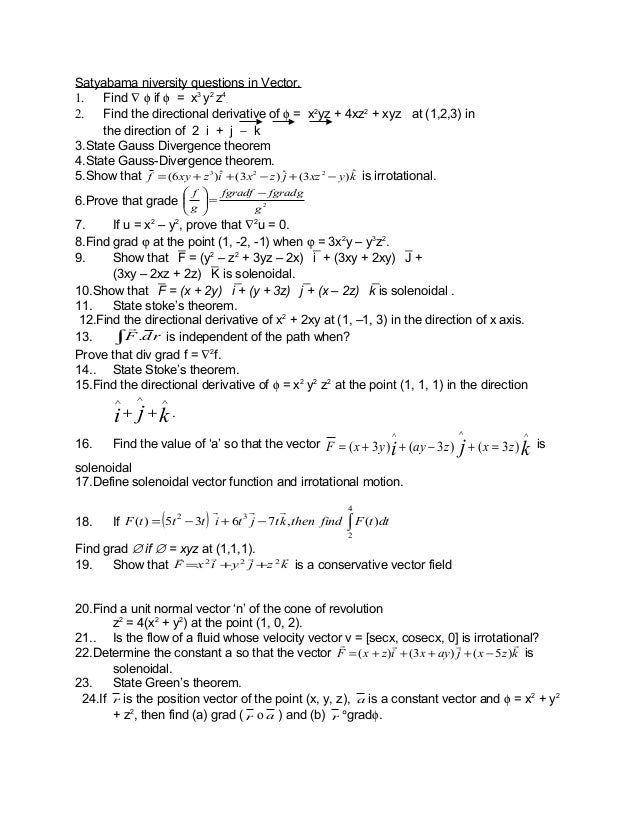 Satyabama Niversity Questions In Vector