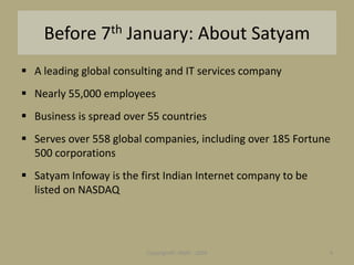 Satyam Scam &amp; Corporate Governance