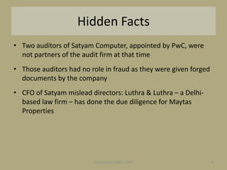 Satyam Scam &amp; Corporate Governance