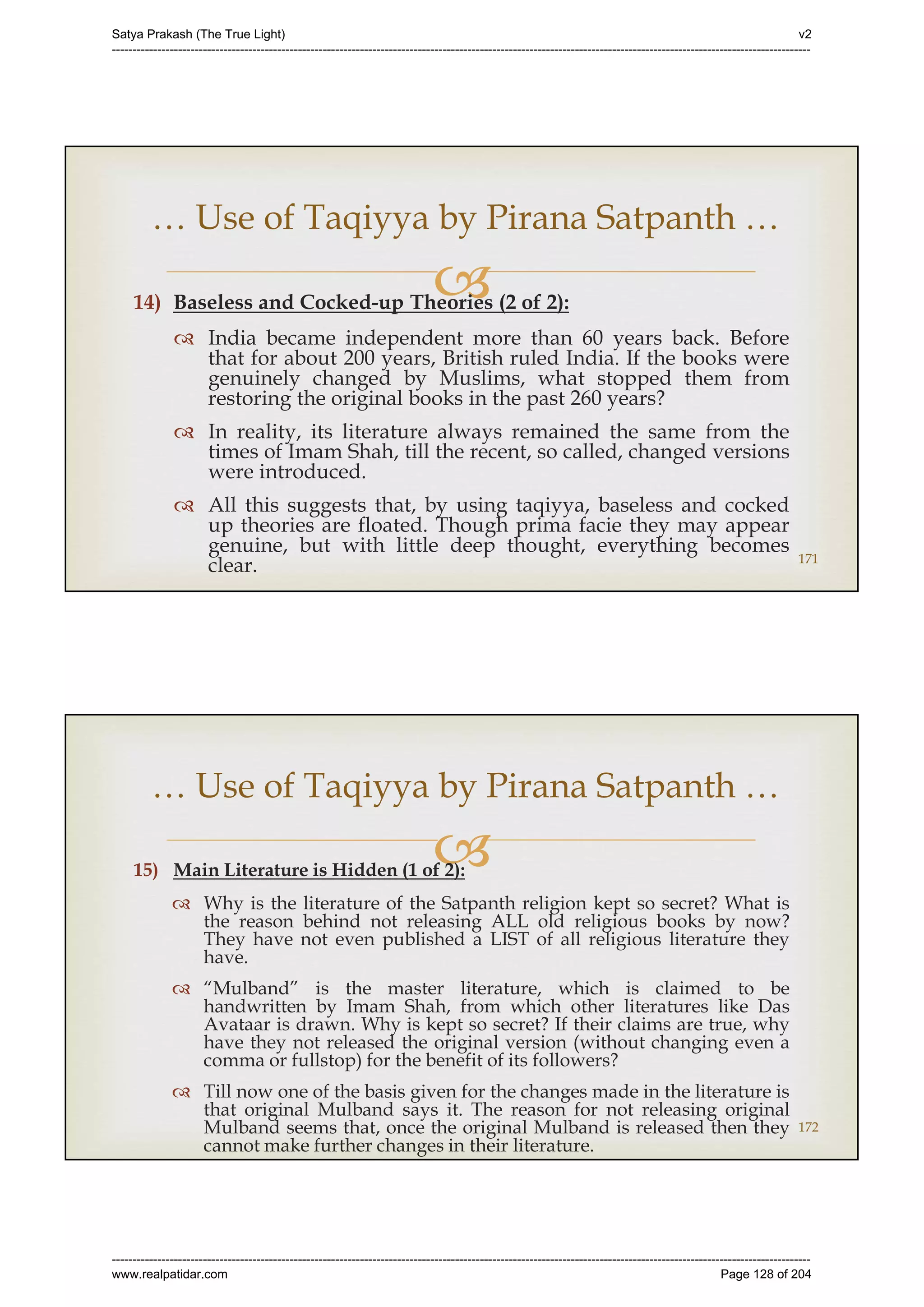 Series 40 -Satya Prakash - The True Light - History of Pirana Satpanth -in English