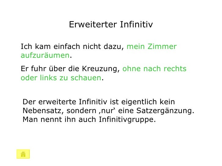 Erweiterter Infinitiv Satzarten