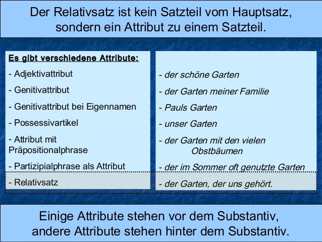 Was Ist Ein Attribut Deutsch Satzstellung a2 Relativsätze