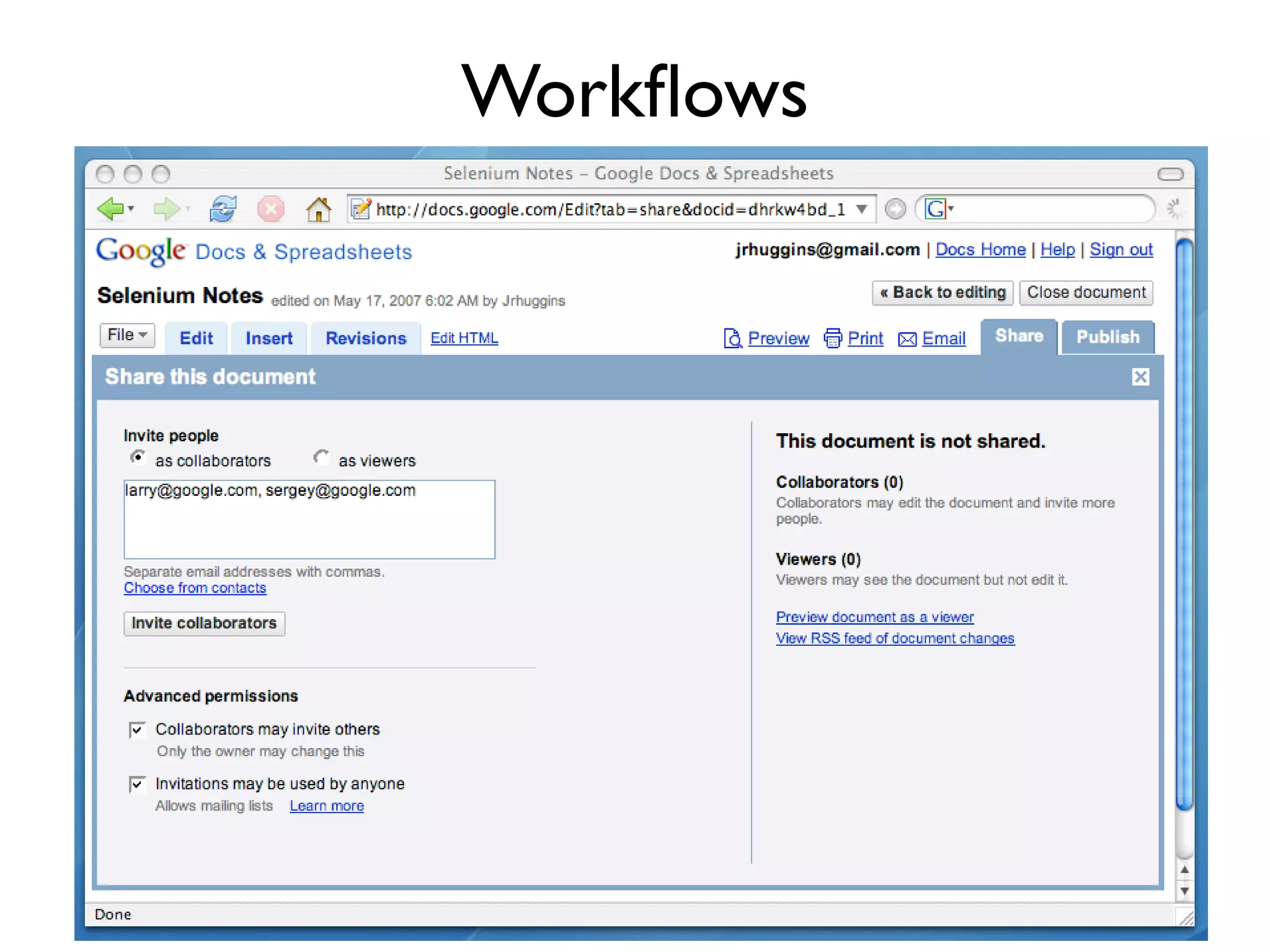 Workﬂows 