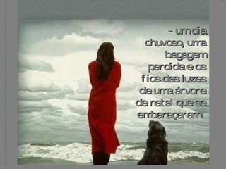 - um dia chuvoso, uma bagagem perdida e os fios das luzes de uma árvore de natal que se embaraçaram.   