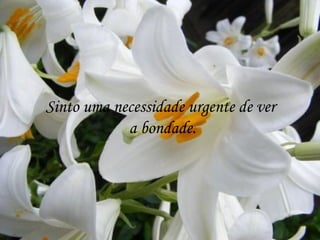 Sinto uma necessidade urgente de ver
            a bondade.
 