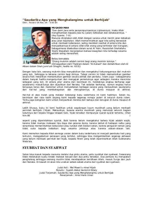 Saudariku Apa Yang Menghalangimu Untuk Berhijab