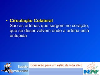 Circulação Colateral São as artérias que surgem no coração, que se desenvolvem onde a artéria está entupida  