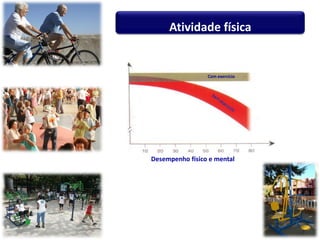 Atividade física
Com exercício
Desempenho físico e mental
 