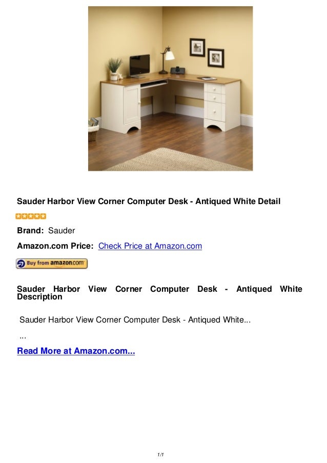 Sauder harbor view corner computer desk antiqued white